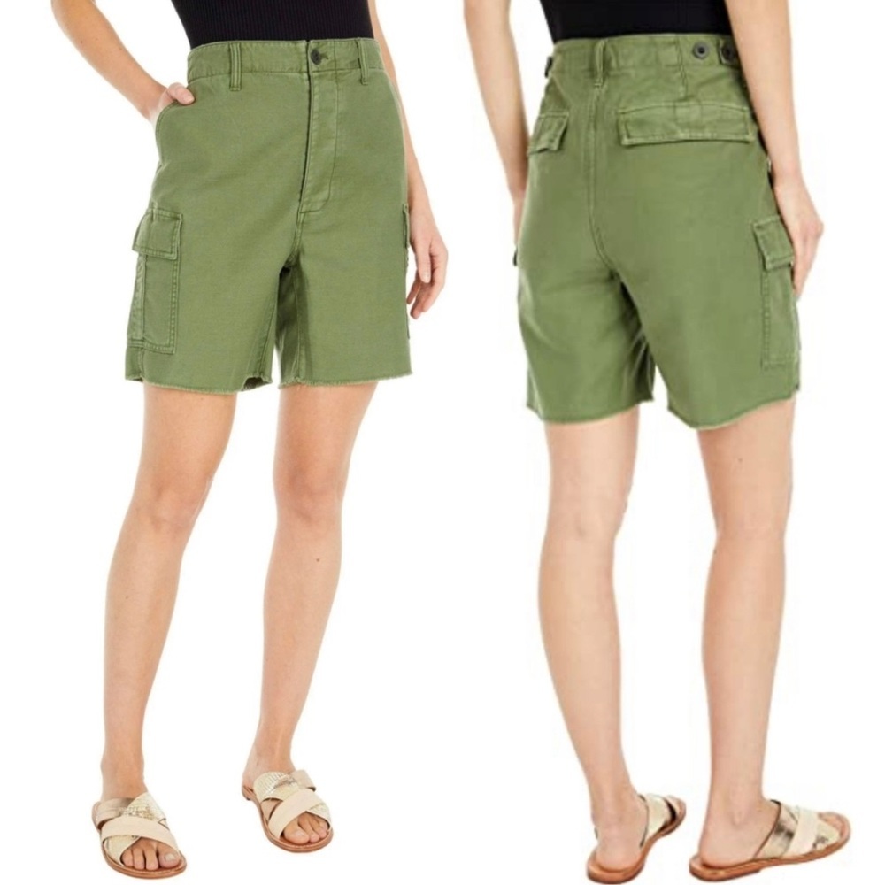 Madewell | Green High Waisted Cutoff Cargo Shorts